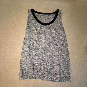 LOFT Womens Gray Space Dye Sleeveless Pleated Scoop Neck Tank Top Size M